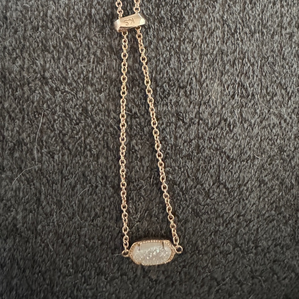 Kendra Scott Rose Gold Elyse Bracelet with White Iridescent Drusy